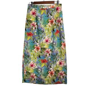 VTG Hawaiian Print Maxi Skirt Sz 12 L Wrap Lightweight Coconut Girl Beach Resort